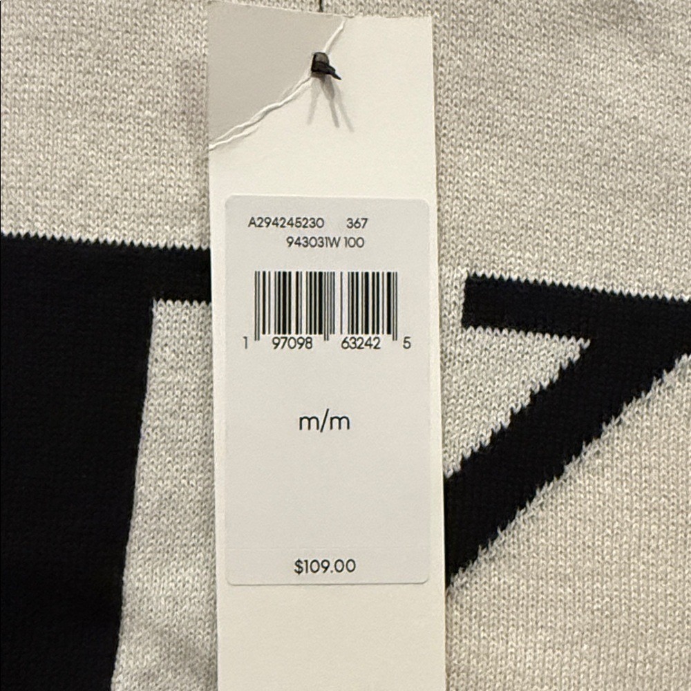 NWT Calvin Klein Beige Pullover with Black Initials Womens Size Medium - Picture 5 of 7